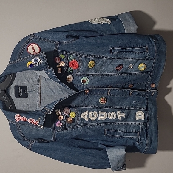 Cavalini sz 1X denim personalized jacket buttons Agust D - Picture 1 of 15